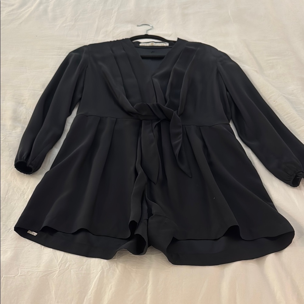 Elegant Black Long Sleeve Romper